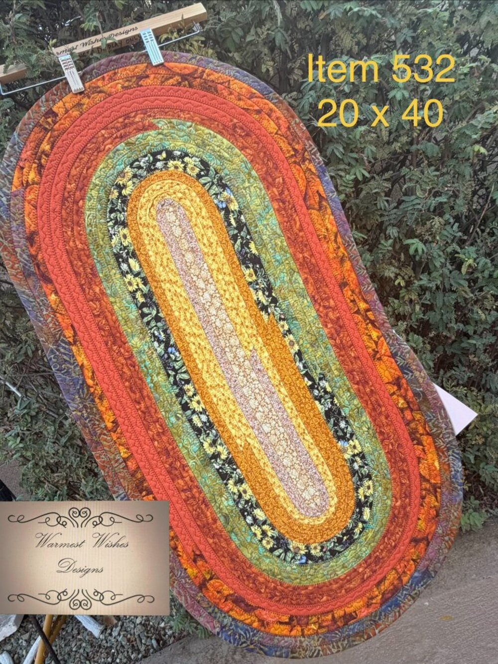 Handmade Oval Jelly roll rug Autumn & Earth Tones Decor, 20" x 40"